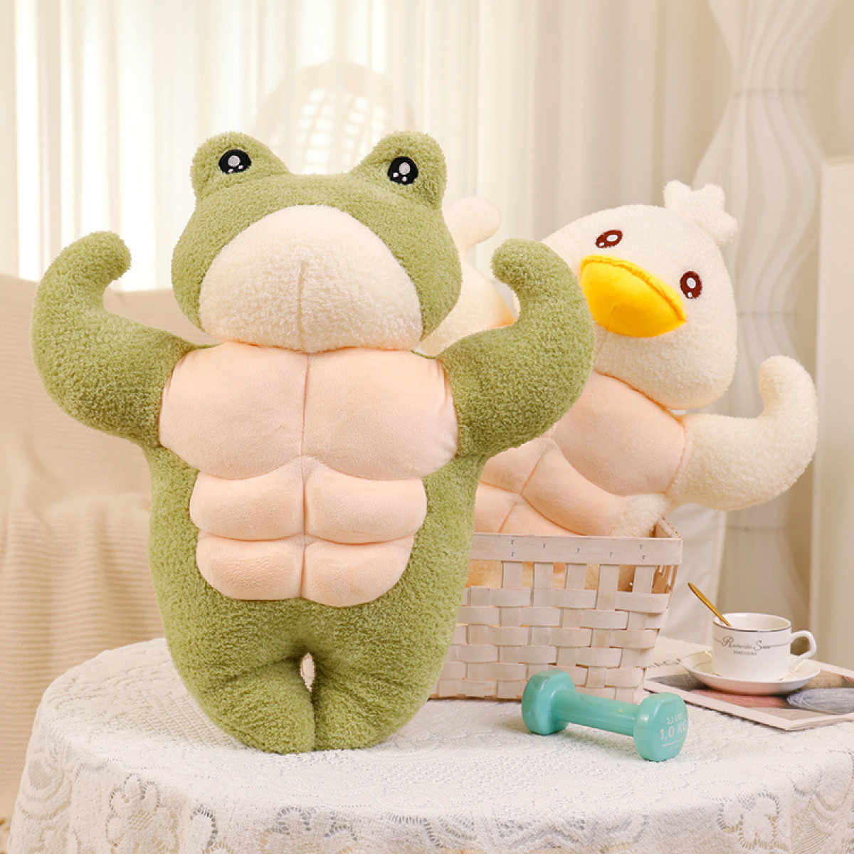 White 3D Muscular Duck Plush 21.6in H813741