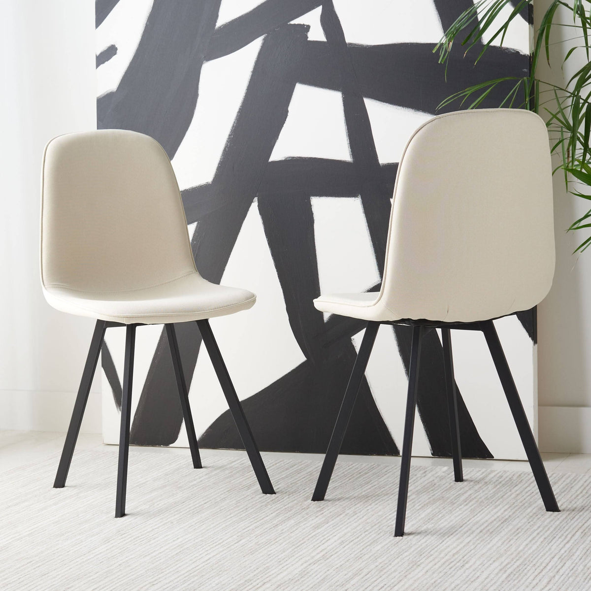 Beige / Black Dining Chair (Set of 2) F3396
