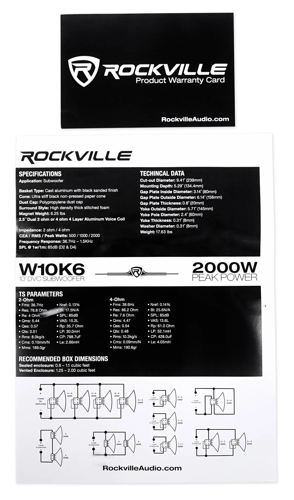 10" 2000w Peak Dual 2-Ohm Car Audio Subwoofer 500w RMS Y46609