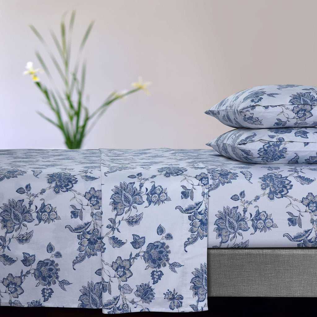 Queen Light Blue Flannel Extra Deep Pocket Sheet Set N2485