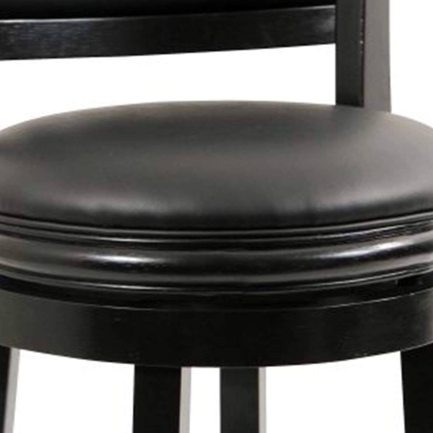 Black Wooden Swivel Counter Stool with Padded Seat and Back J645