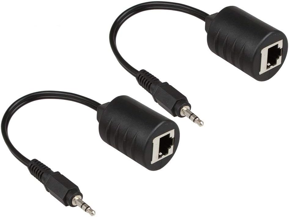 2Pack Stereo RCA to Stereo RCA Audio Extender Over Cat5 (2X RCA to RJ45 Female) B8576