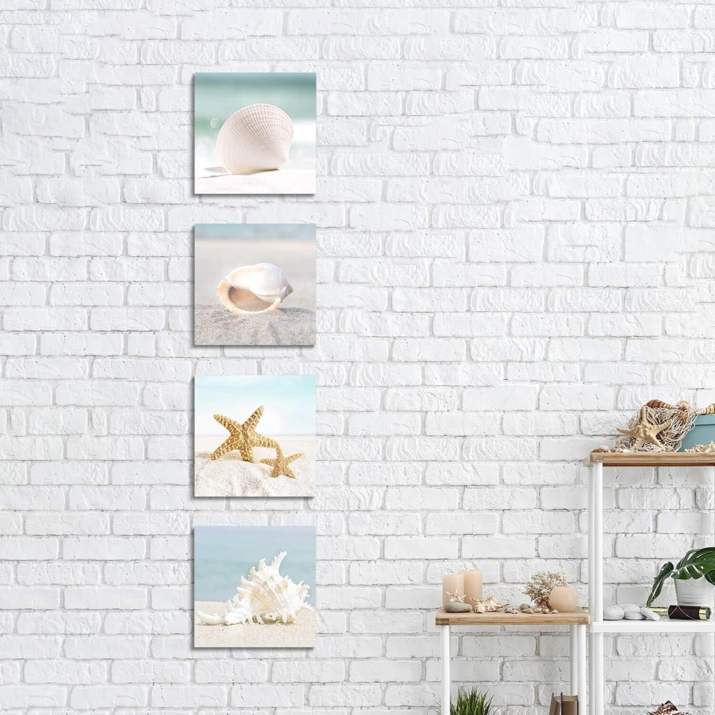 Starfish & Seashells Canvas Wall Art, 4 Pcs, Multi-Sized H20633