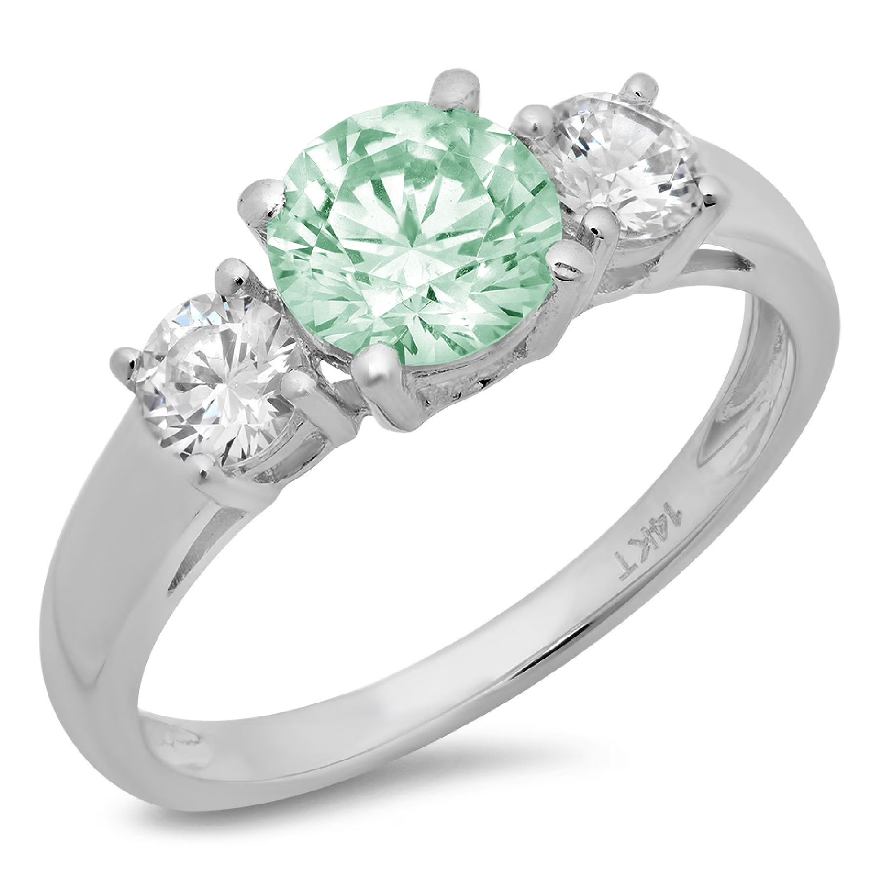 1.5ct Round Cut Blue Moissanite 18k White Gold 3 Stone Ring P790