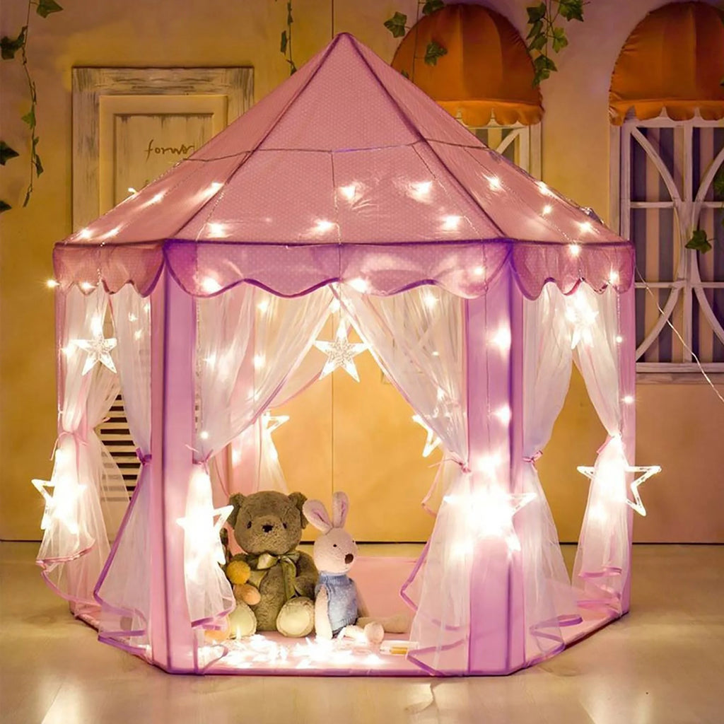 Pink Castle Play Tent with Led Lights O70878