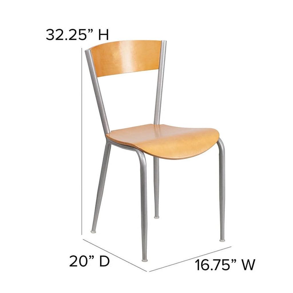 Silver Metal Restaurant Chair with Wood Back and Seat S56423