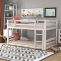 Twin Over Twin Floor Bunk Beds with Ladder and Guardrail H856