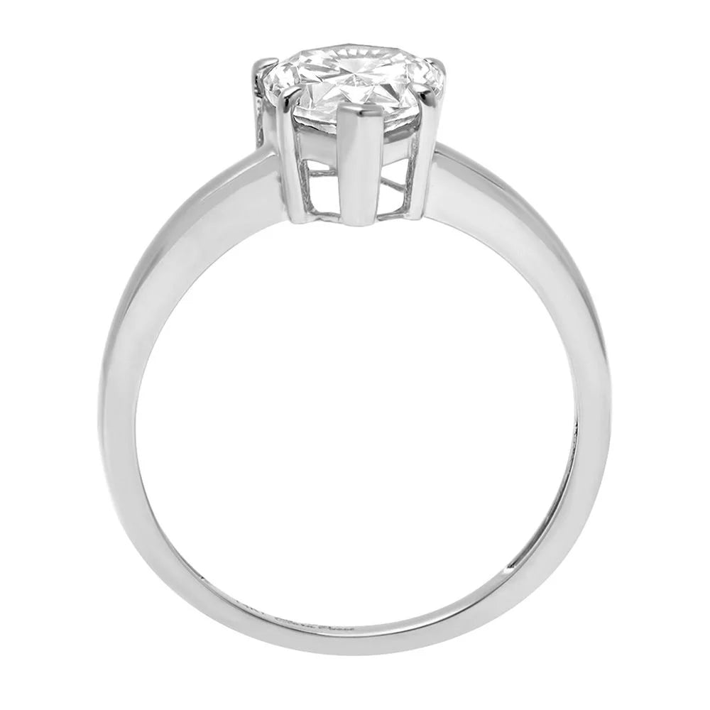 1.5 ct Pear Cut Clear Simulated Diamond 18k White Gold Solitaire Ring Size 3.5 G72185