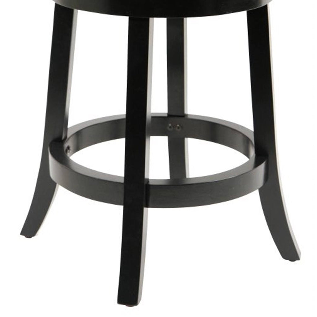 Black Wooden Swivel Counter Stool with Padded Seat and Back J645
