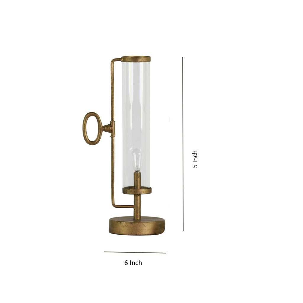 Antique Gold Metal Round Lantern with Glass Cylinder, Set of 2 M394316