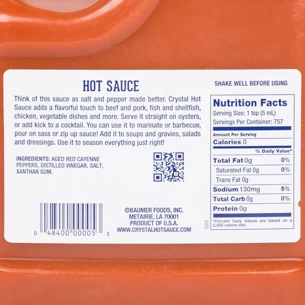 Crystal Hot Sauce 1 Gallon Plastic Bottles Y78430