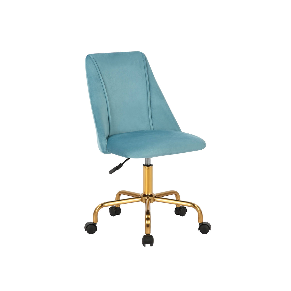 Aqua Velvet Armless Office Chair with Gold Metal Legs Z3768