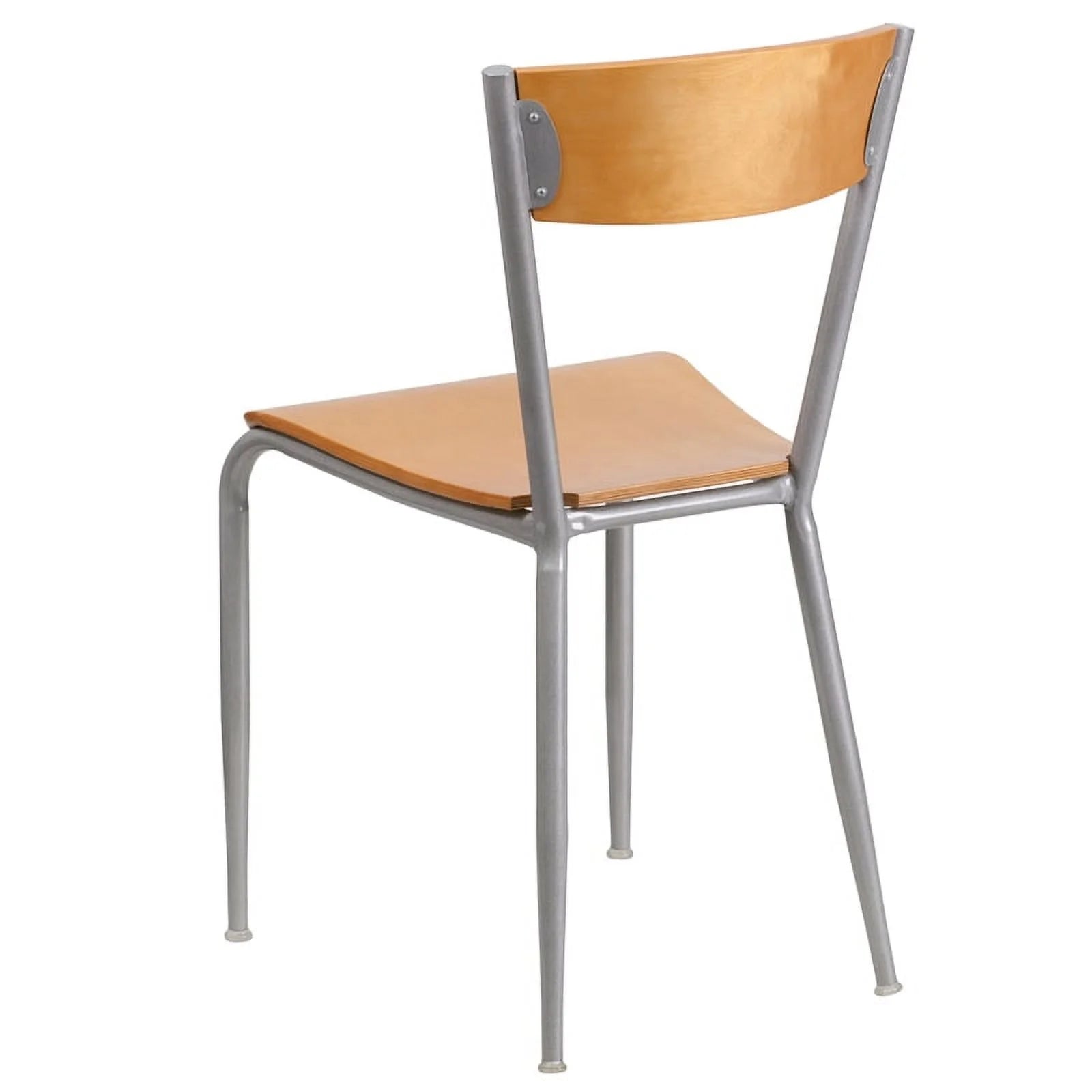 Silver Metal Restaurant Chair with Wood Back and Seat S56423