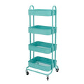 Blue 4-Tier Metal Mesh Rolling Utility Cart N1610