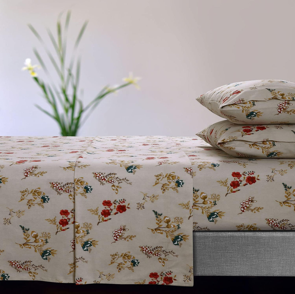 Queen Light Blue Flannel Extra Deep Pocket Sheet Set N2485