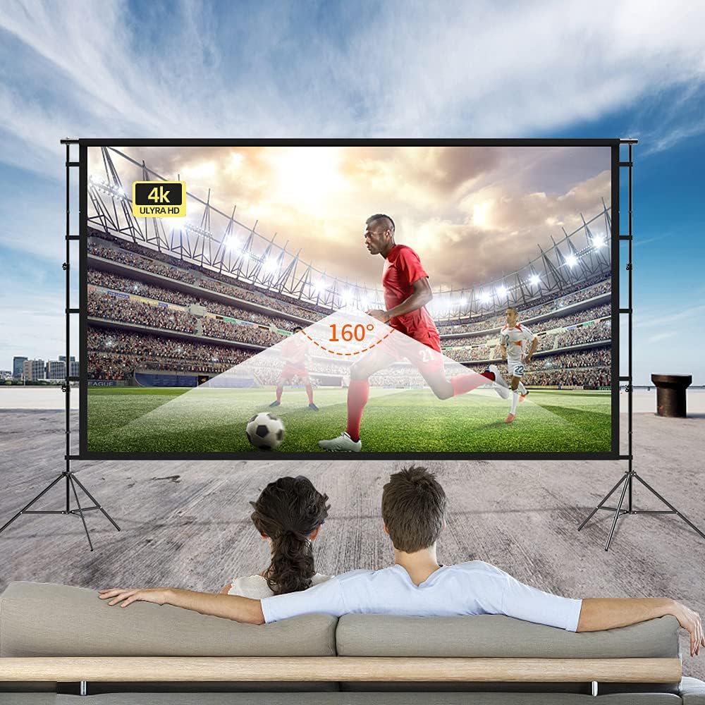 120 inch Portable Projector Screen with Stand and Carrying Bag I2474