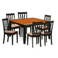 Black & Cherry 7 Piece Microfiber Dining Table Set with 6 Wooden Chairs M551523