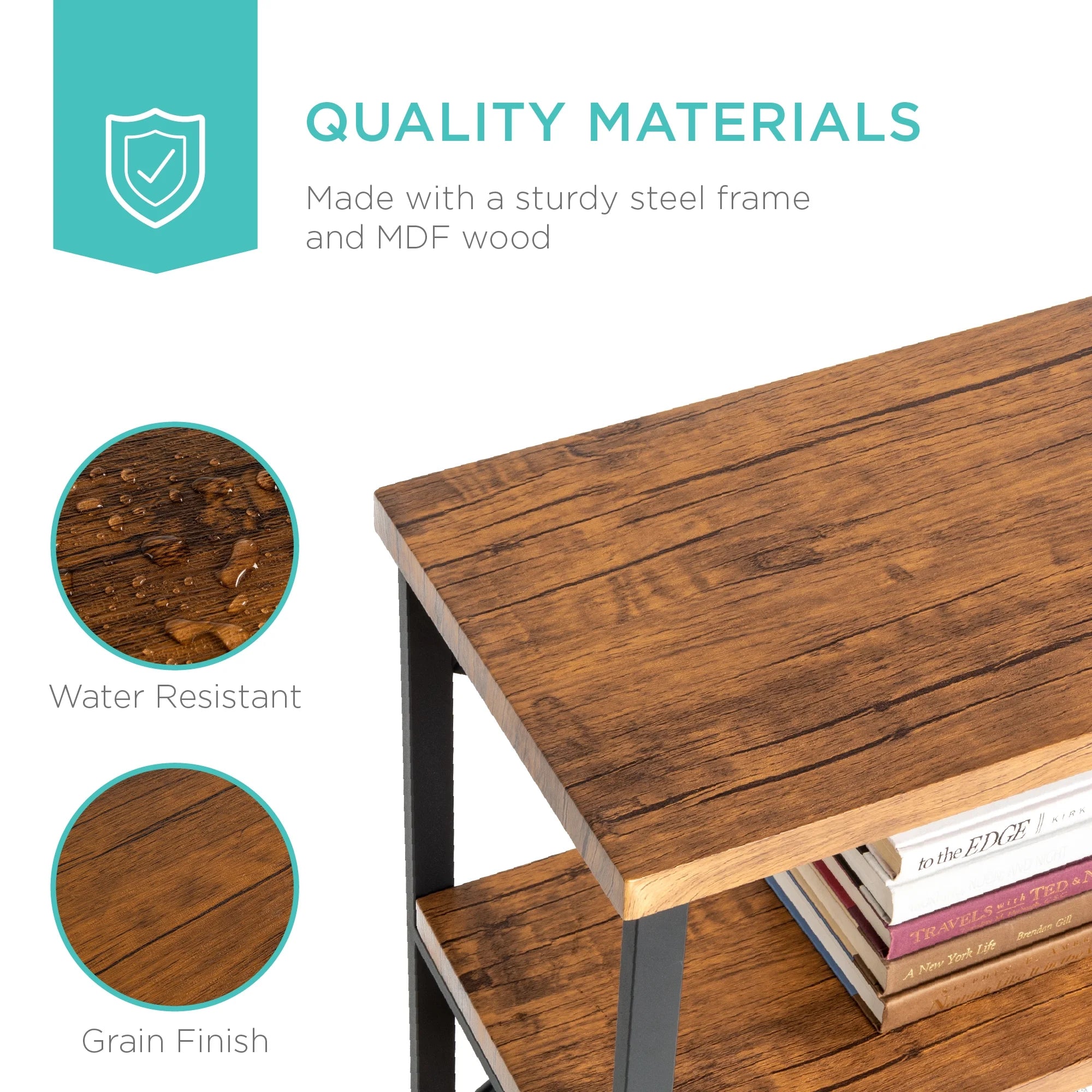 Rustic 3-Tier Console Table with Non-Scratch Feet T820271