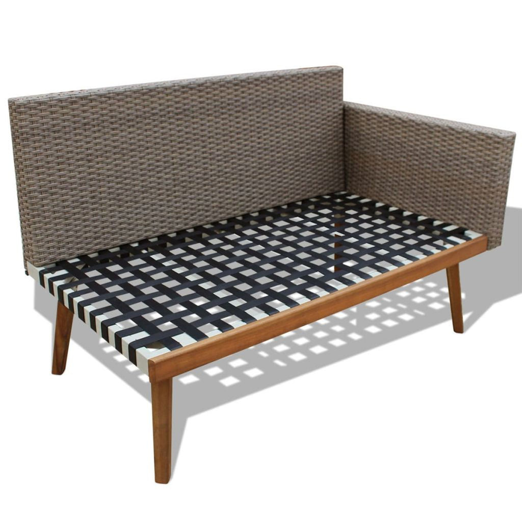 4 Piece Gray Poly Rattan Outdoor Sectional Sofa with Coffee Table and Cushions V1997