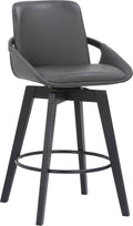 Swivel Wood Bar or Counter Height Stool in Faux Leather I51981
