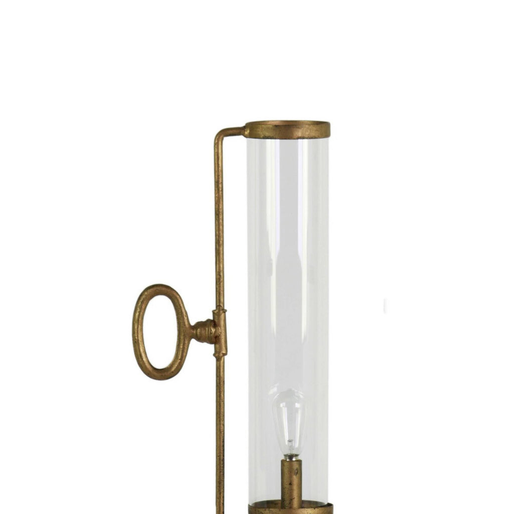 Antique Gold Metal Round Lantern with Glass Cylinder, Set of 2 M394316