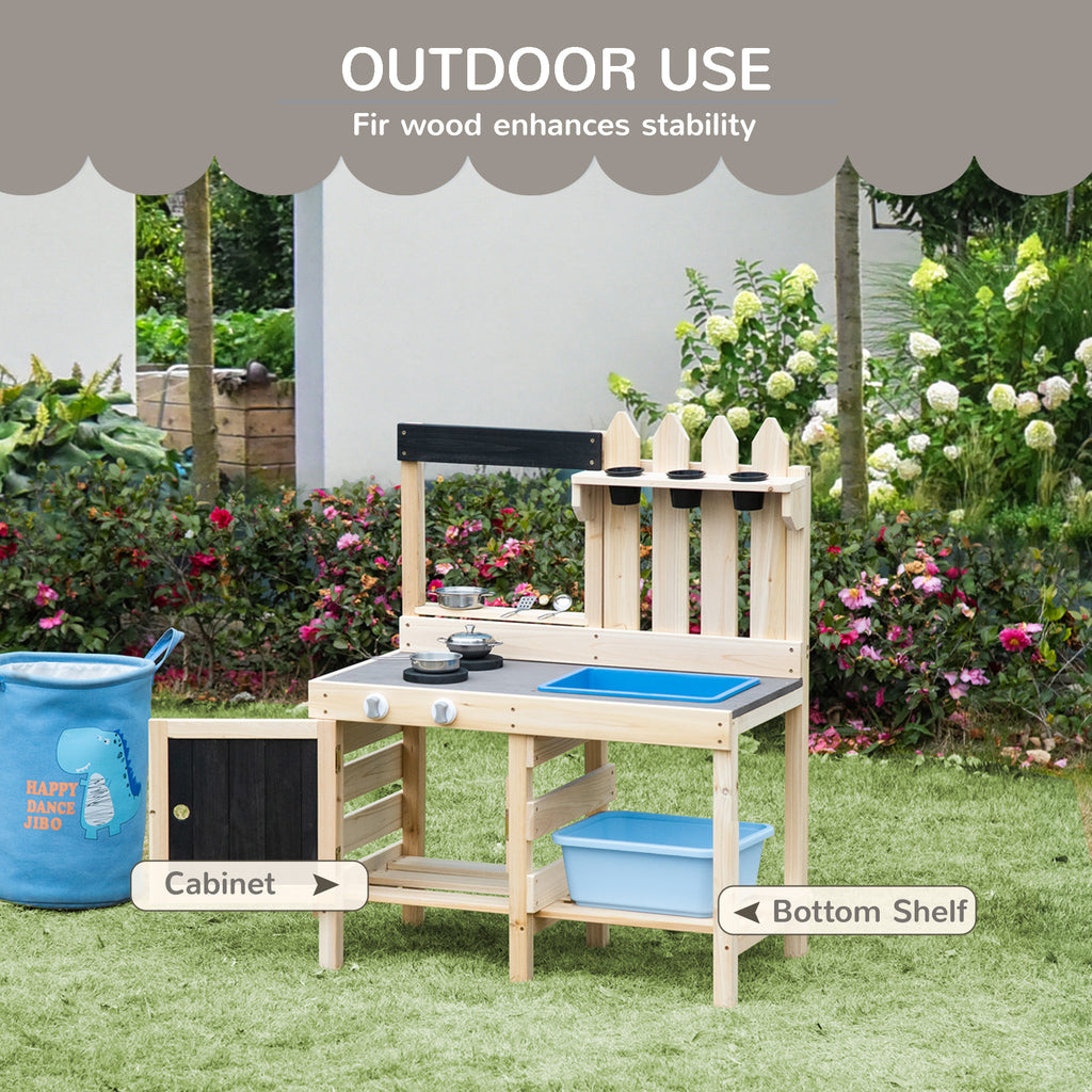 Outdoor Wooden Kitchen Play Set with Removable Sink X935698