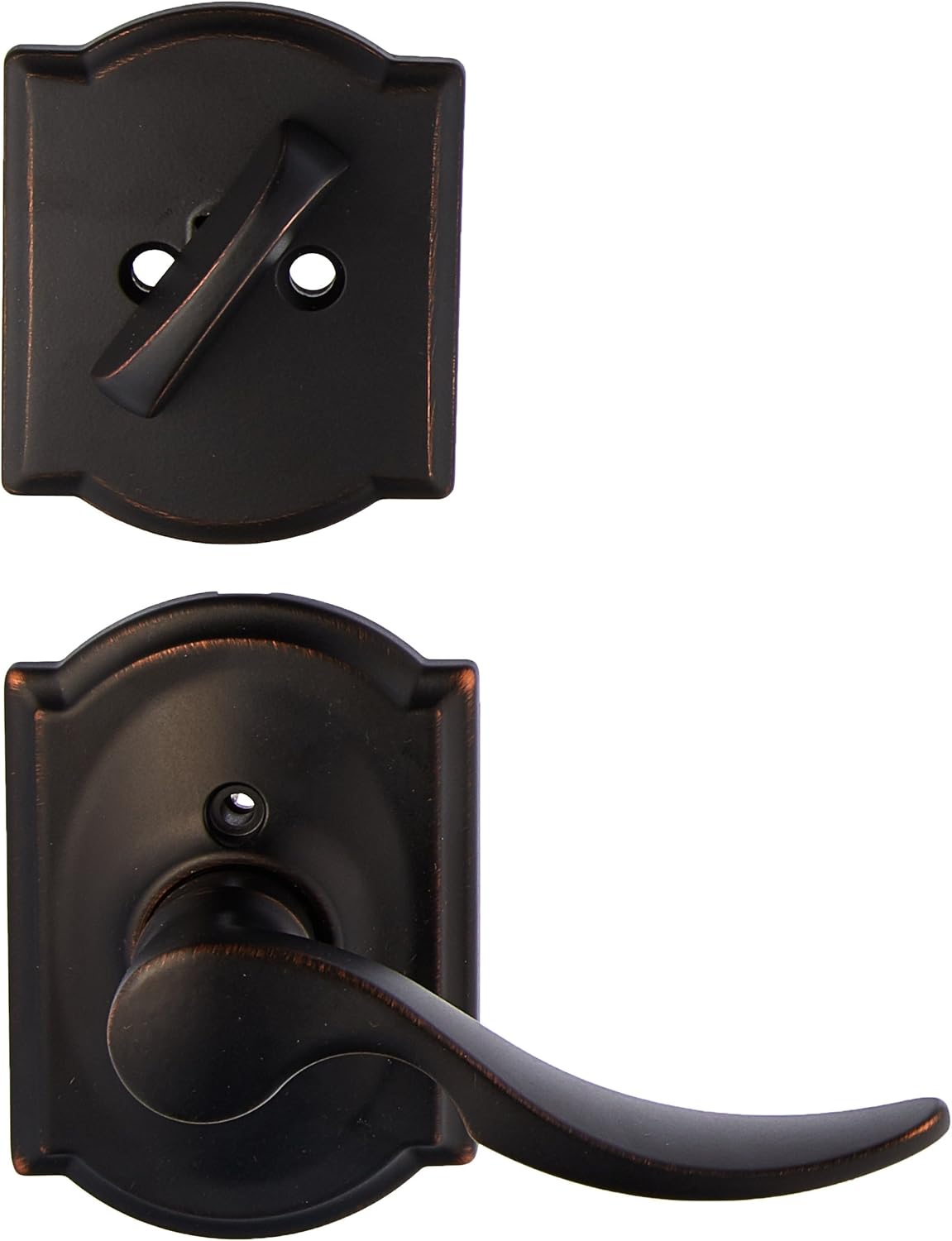 Aged Bronze Interior Lever Set with Single Cylinder Deadbolt Pack of 2 M256048