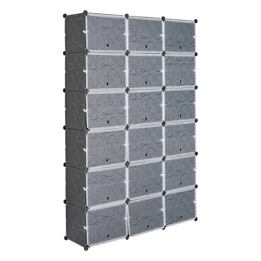 Black 12-Tier Expandable Shoe Rack Tower Storage Cabinet A86038