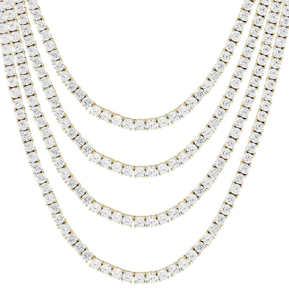 14K Gold Finish Tennis Chain Necklace 30" V959