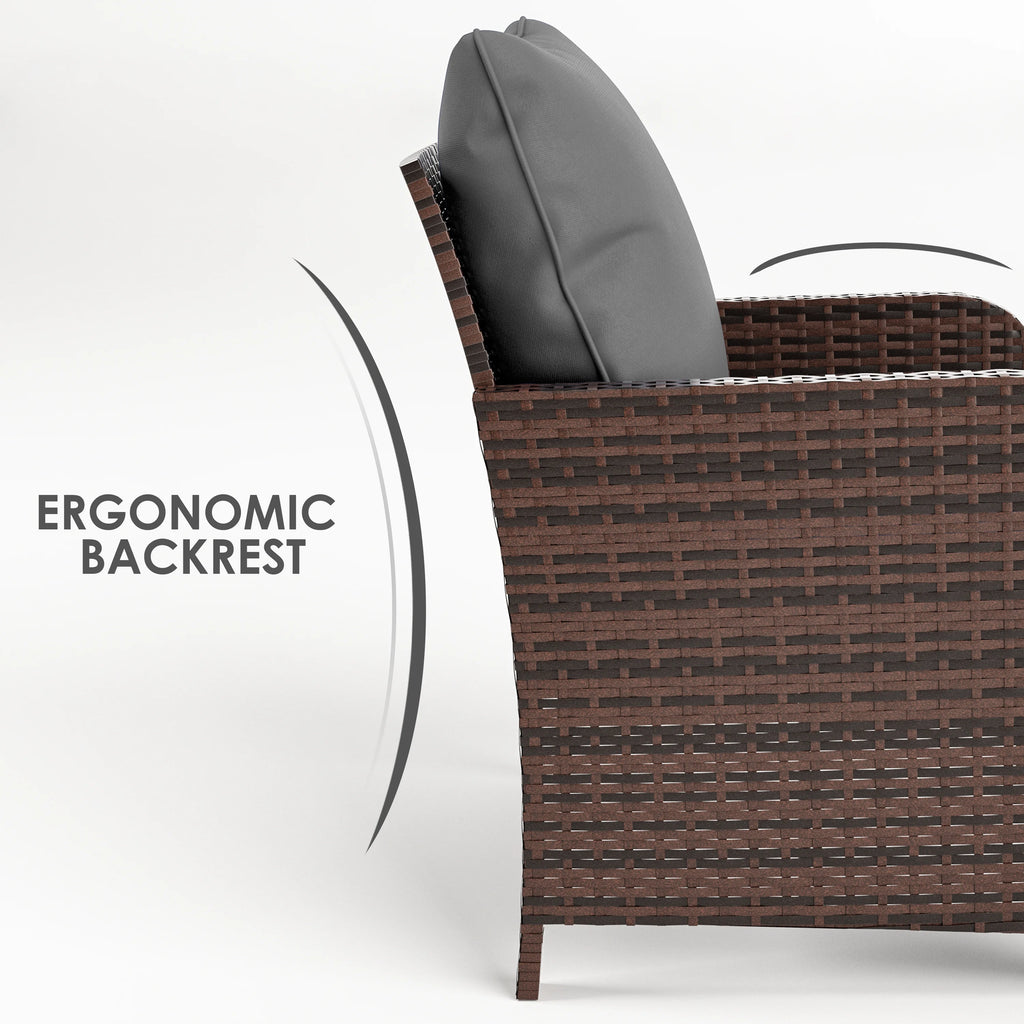 5 Piece Gray Rattan Patio Conversation Set with Ottomans and Storage Coffee Table R652