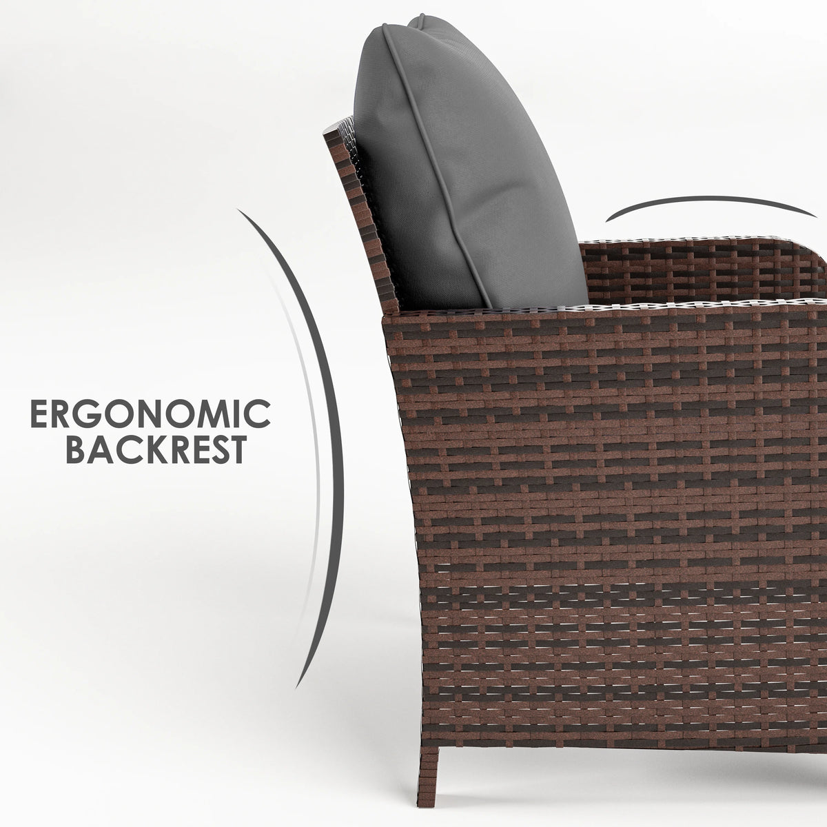 5 Piece Gray Rattan Patio Conversation Set with Ottomans and Storage Coffee Table R652