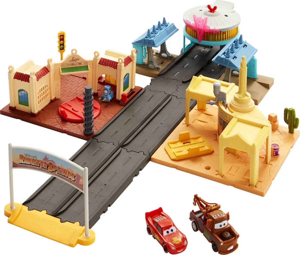 Radiator Springs Tour Playset with 2 Toy Cars & Light-Up Countdown T333