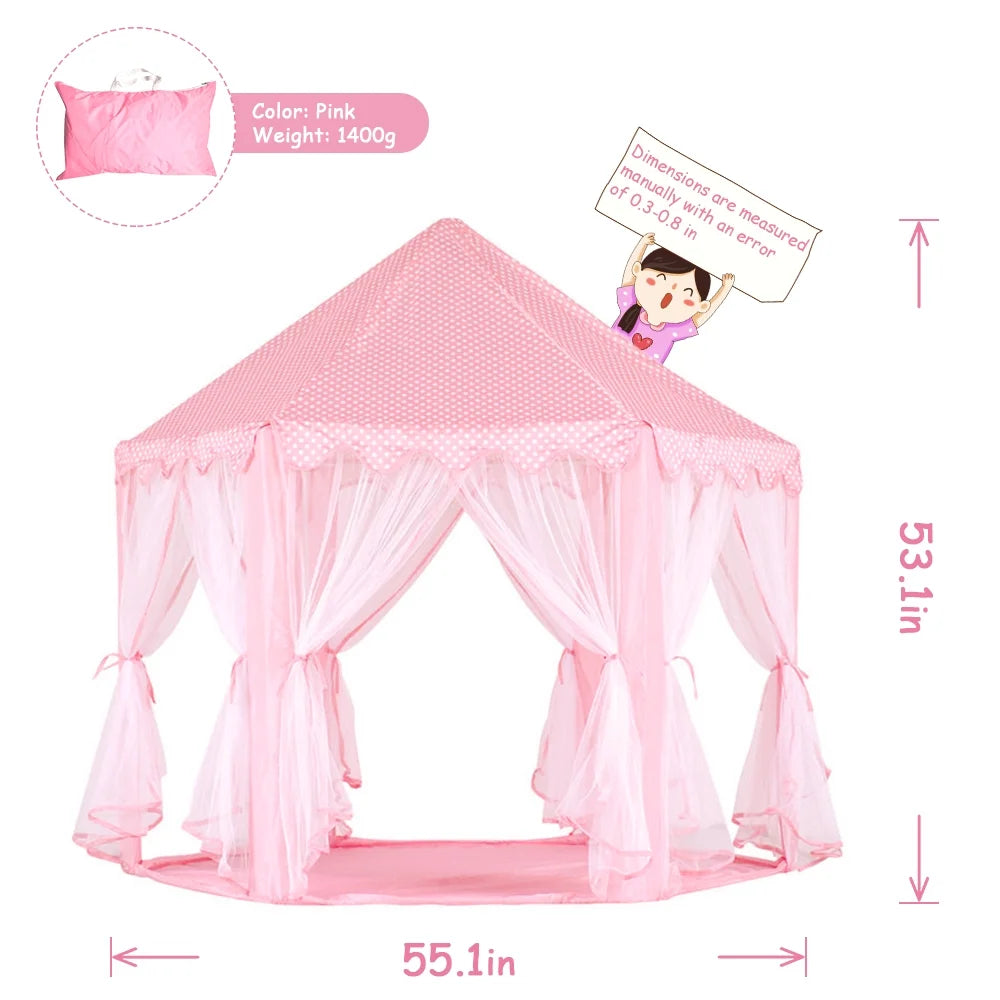 Pink Castle Play Tent with Led Lights O70878