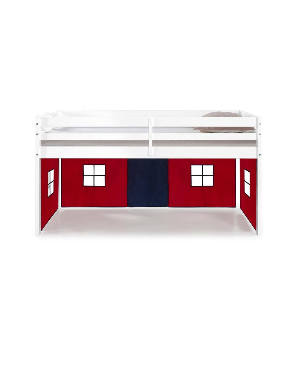 White Twin Junior Loft Bed with Playhouse Tent K137301