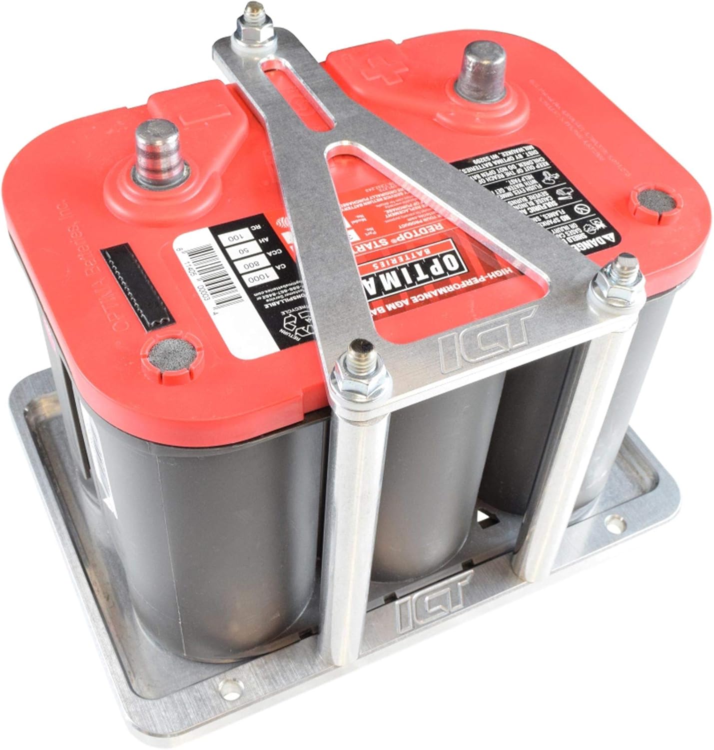 Red Yellow Blue Universal Billet Battery Tray Hold Down Trunk Relocation Box Pack of 2 N148843