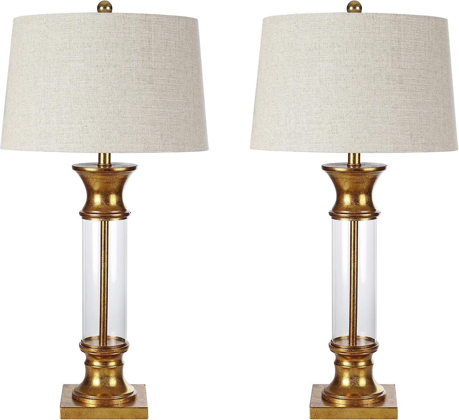 Gold Leaf Metal Glass LED Table Lamp Set of 2 R9982
