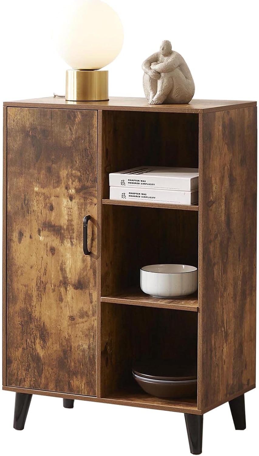 Wood Console Table with One Door and Adjustable Shelves B567026