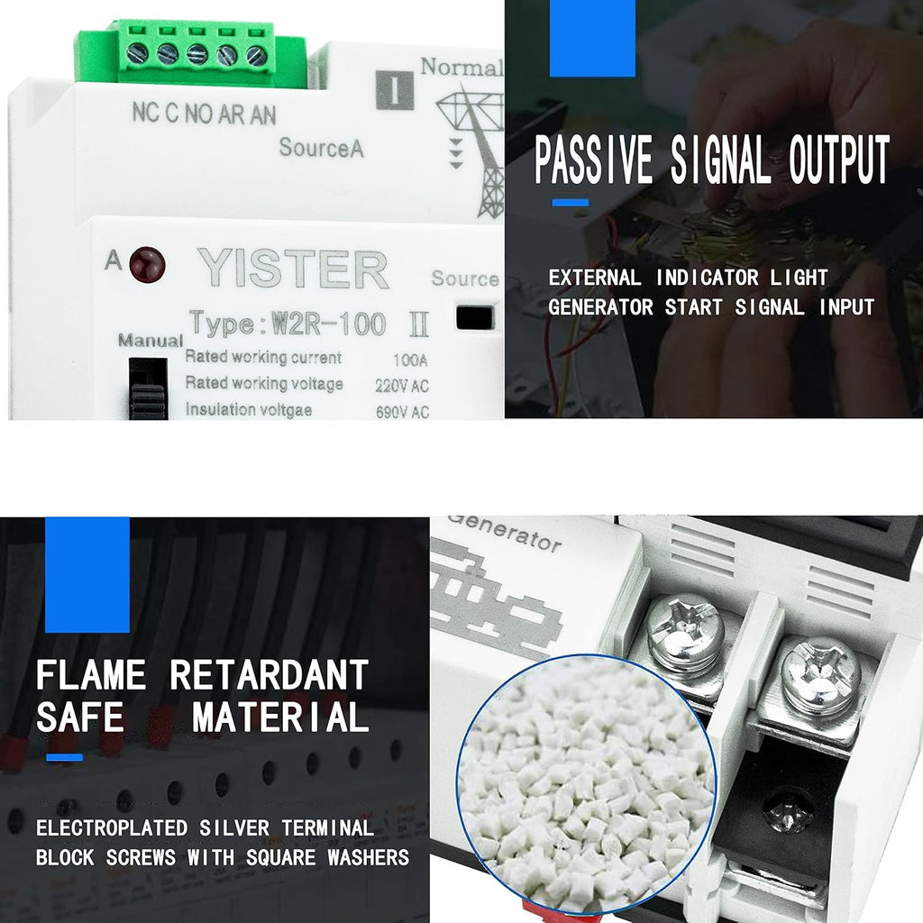 WiFi and RF433 Remote Control Dual Power Automatic Transfer Switch 16-63-100A Rated 220V 240V Din Rail Mounted Controller K73731