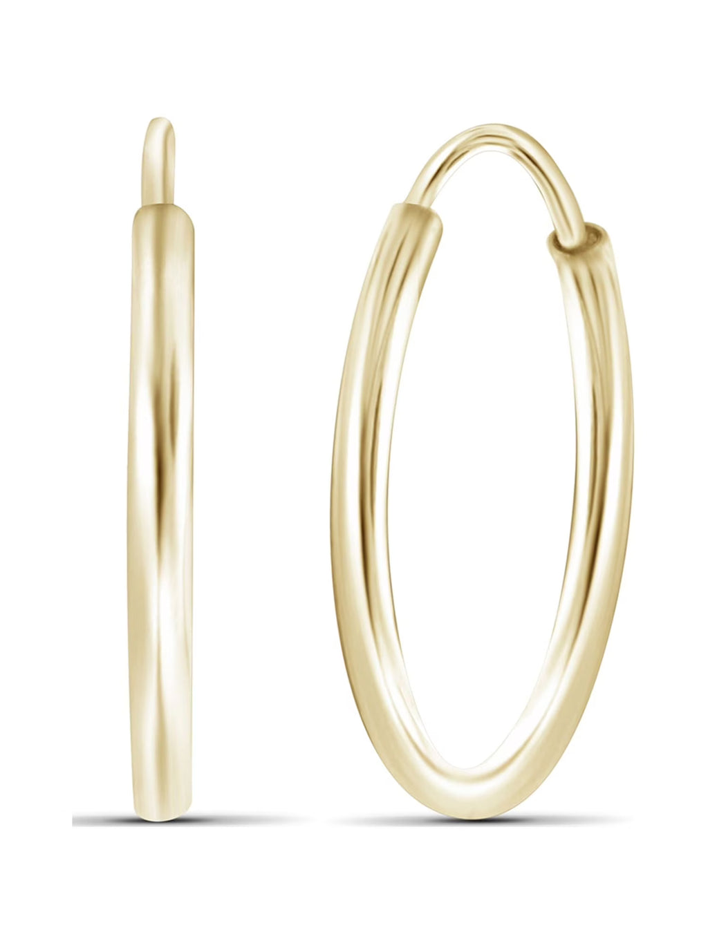 12mm Tube Crimp Hoop Earrings in 10KT Yellow Gold I28155