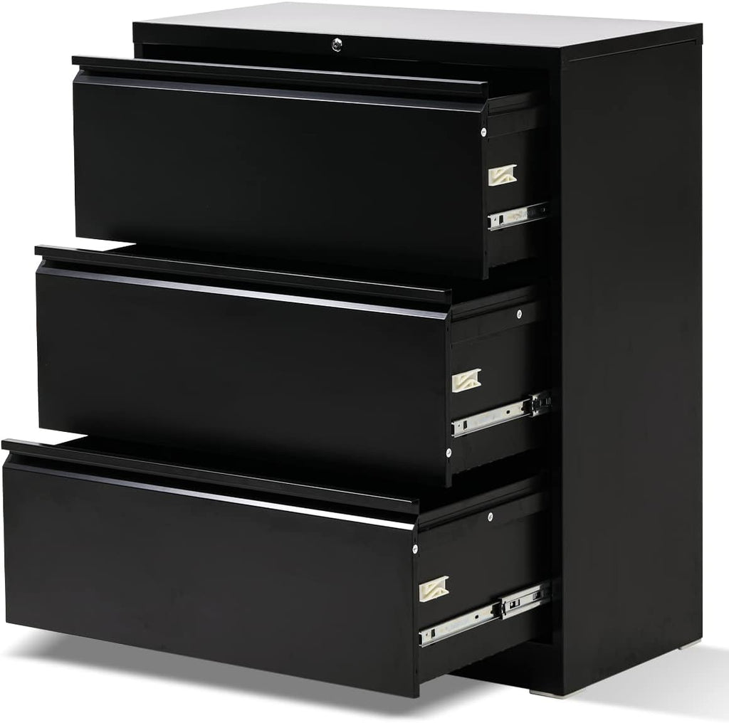 White 4 Drawer Metal Lateral File Cabinet with Lock N920641