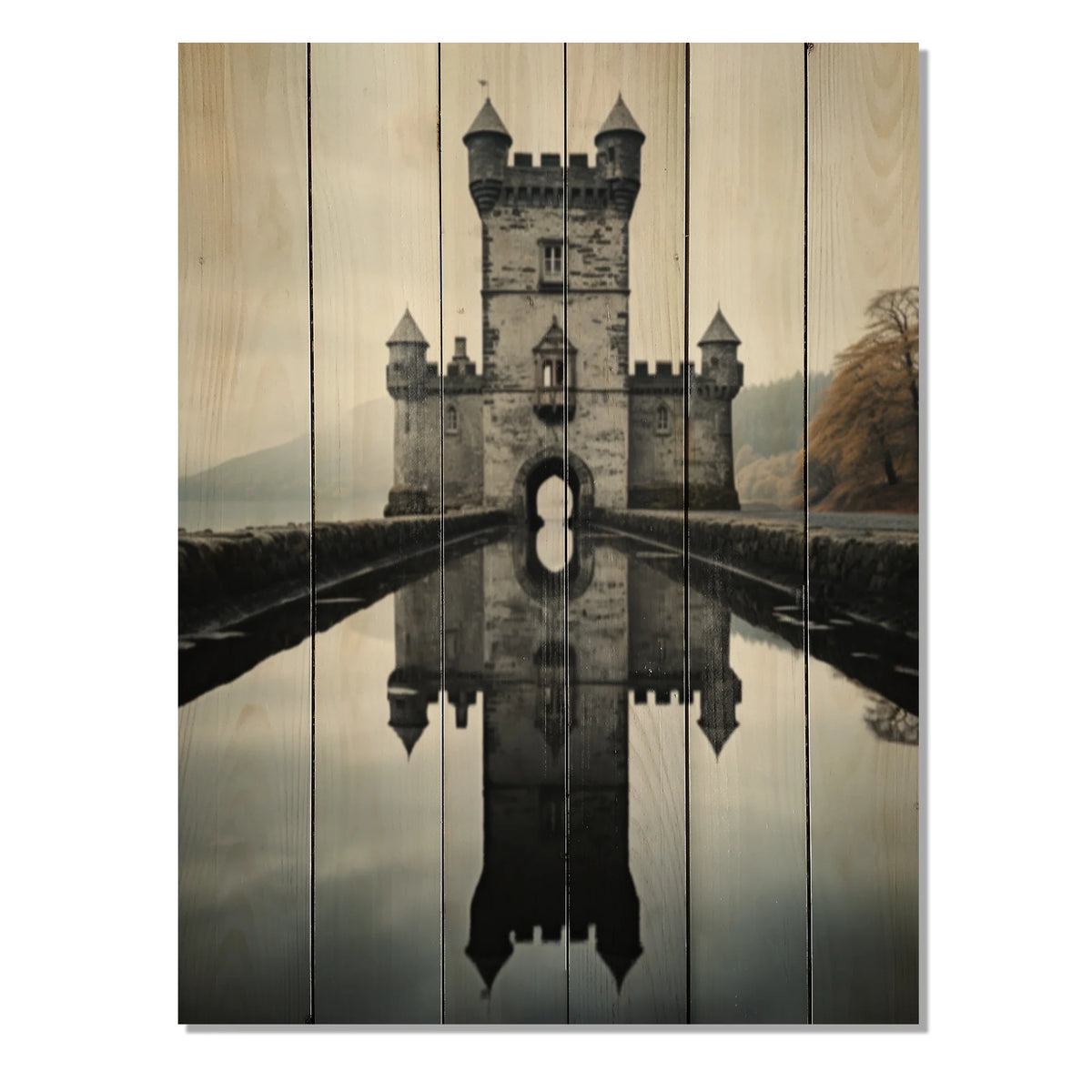Natural Pine Wood Cityscapes Print M276139