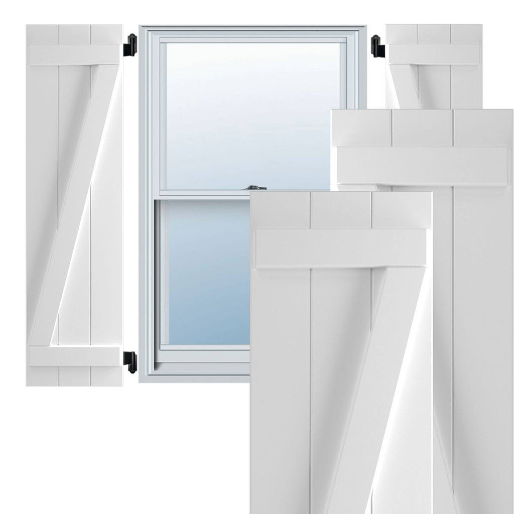 16-1/8x22 x 51x22 PVC Board and Batten Shutters, Unfinished (Per Pair) W86978