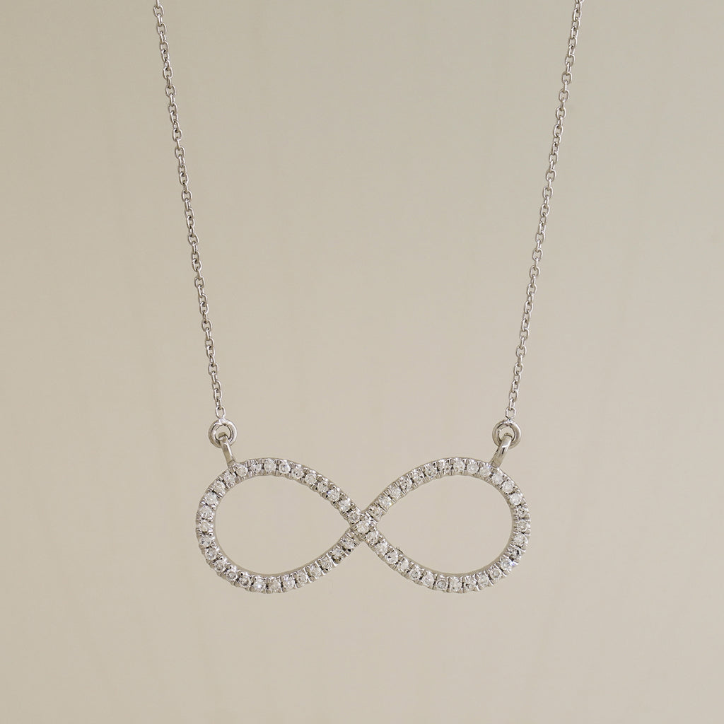 14K Real Solid Gold Diamond Infinity Necklace O185292