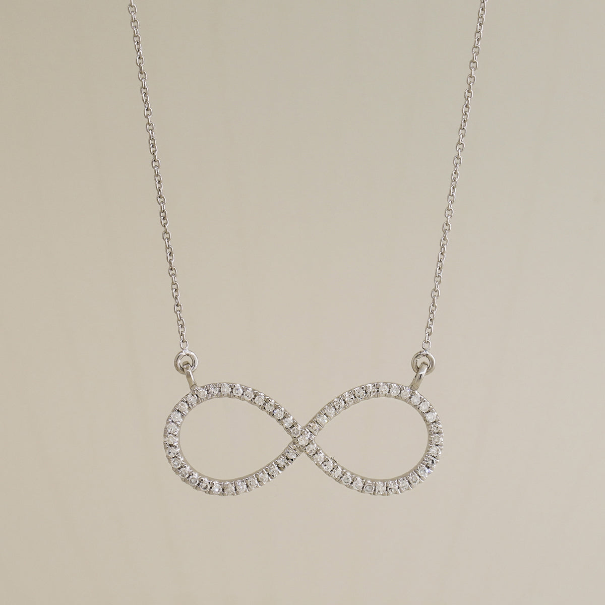 14K Real Solid Gold Diamond Infinity Necklace O185292