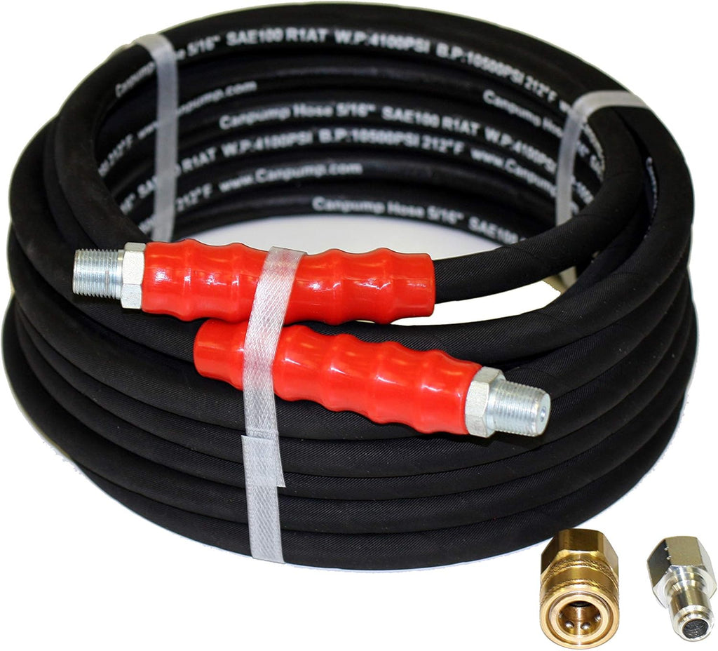 Black 5/16 x 50 FT Wire Braided Rubber Pressure Washer Hose E90039