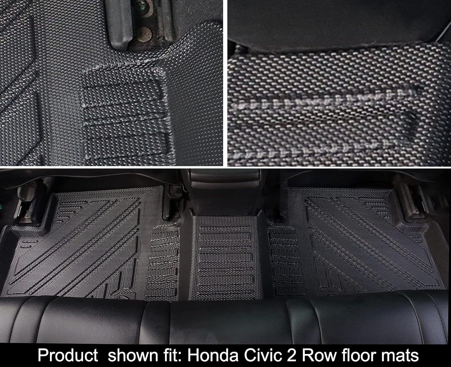Black All-Weather Rubber Car Floor Mats and Cargo Trunk Liners Set D476034