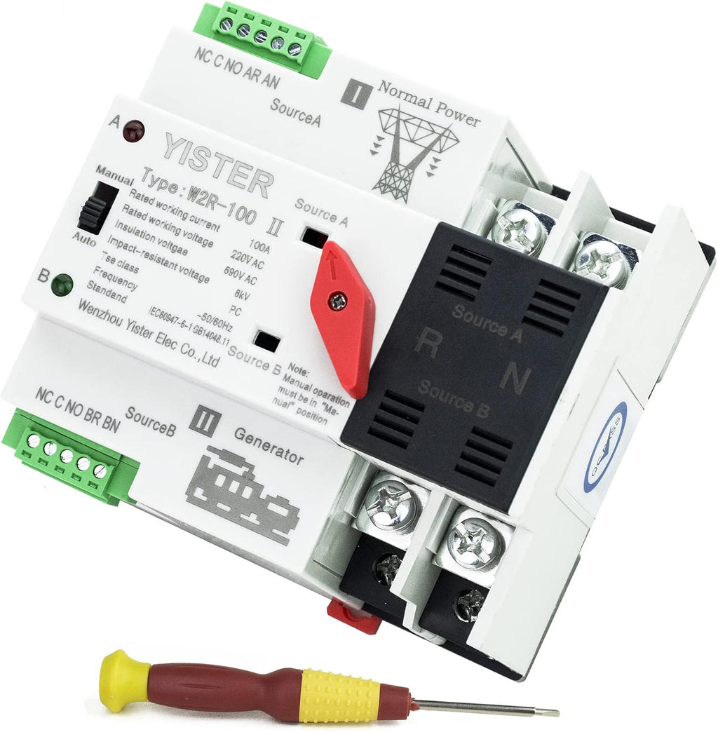 WiFi and RF433 Remote Control Dual Power Automatic Transfer Switch 16-63-100A Rated 220V 240V Din Rail Mounted Controller K73731