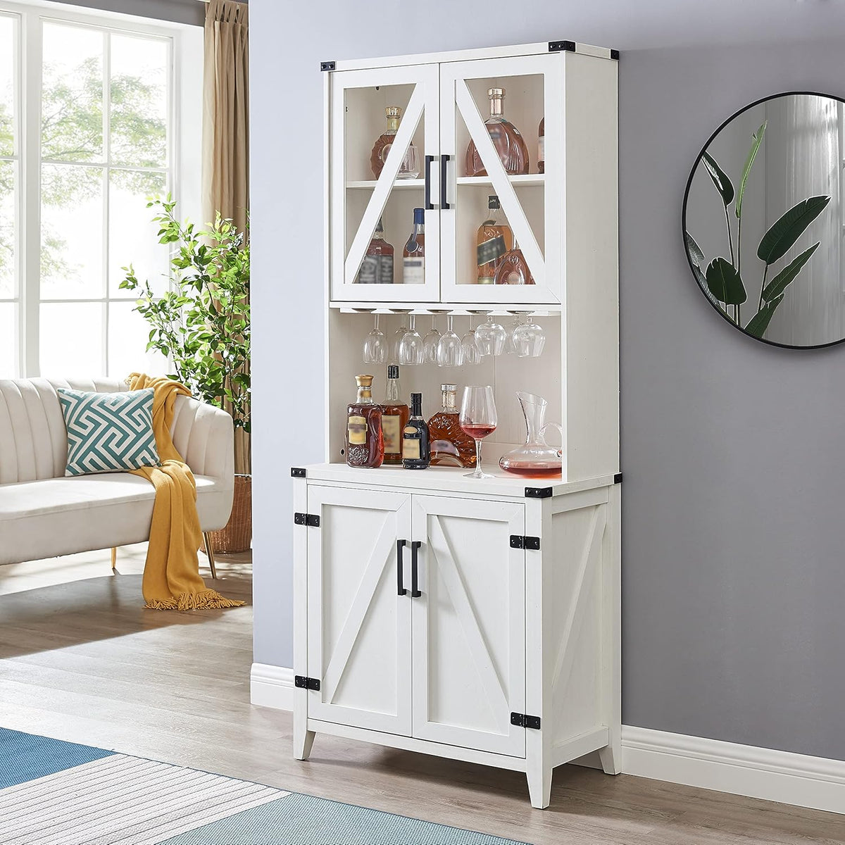 Mahogany Bar Cabinet with Upper Glass Cabinet O870593