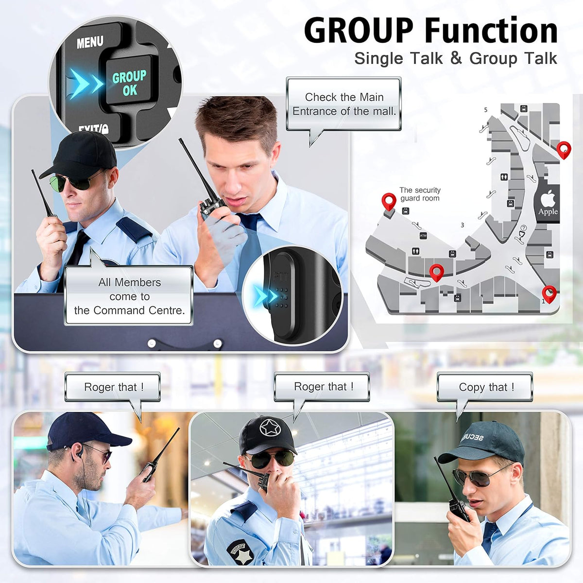 6 Packs UHF Two Way Radio with Earpieces N70262