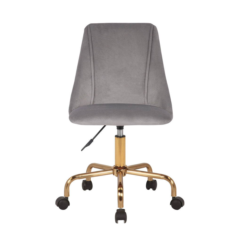 Aqua Velvet Armless Office Chair with Gold Metal Legs Z3768